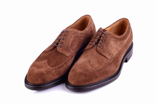 Carlos Santos 1046 Brown Suede Derby long wing skóra zamszowa gumowa podeszwa