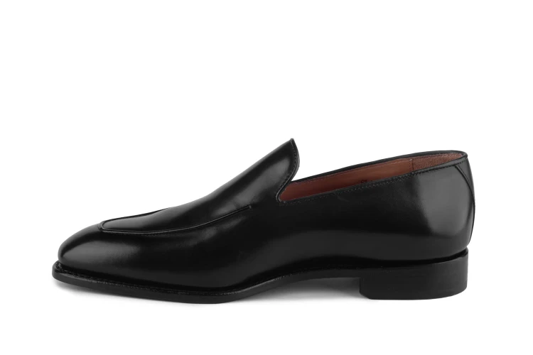 9926 carlos santos czarne buty wsuwane loafers gyw skórzana podeszwa