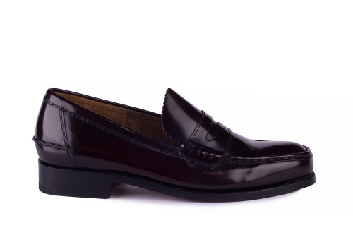 Barker penny loafers szyte goodyer welted ze skóry polerowanej, burgundowe