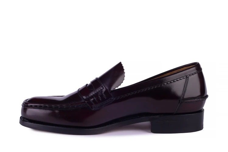 Barker penny loafers szyte goodyer welted ze skóry polerowanej, burgundowe