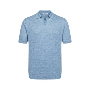 GRAN SASSO Koszulka Polo Blue 100% len