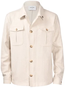 Partigiani Overshirt  lniany w jodełkę