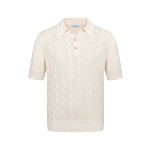 GRAN SASSO Polo dzianinowe z warkoczami ivory