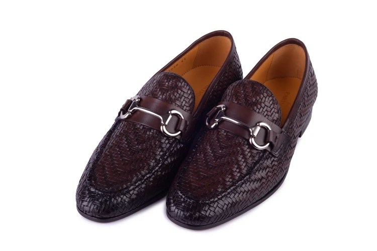gucci loafers ze skóry plecionej