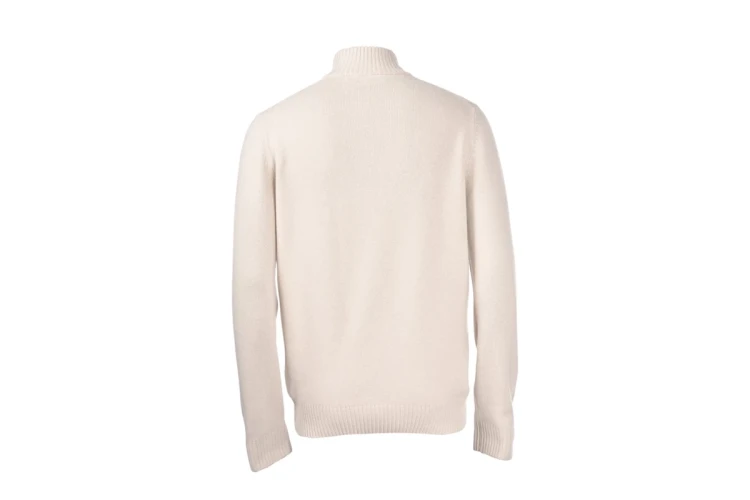 Beżowy sweter zip z wełny