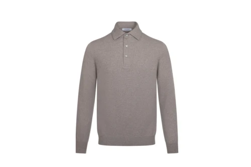 GRAN SASSO Polo z wełny merino beżowe