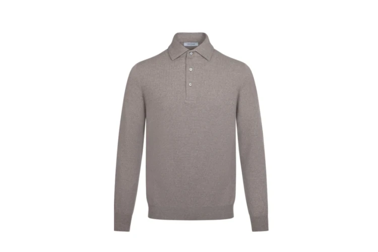 GRAN SASSO Polo z wełny merino beżowe