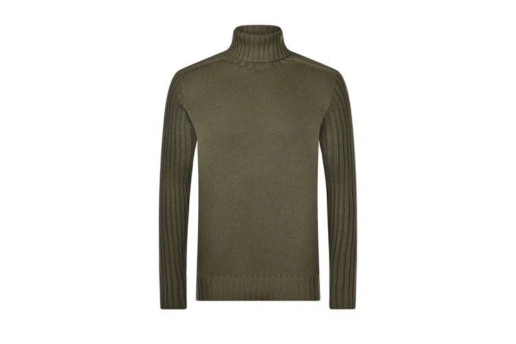 golf z wełny dziewiczej w kolorze Khaki
