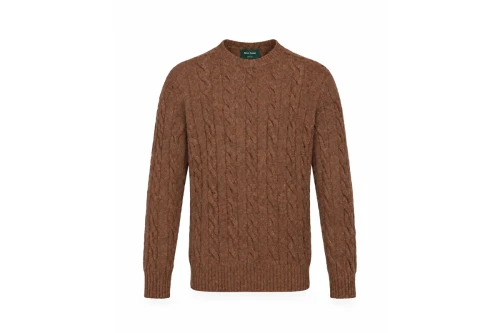 GRAN SASSO Sweter Warkoczowy Shetland Brązowy