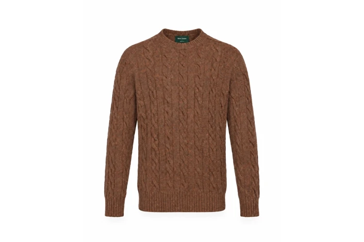 GRAN SASSO Sweter Warkoczowy Shetland Brązowy