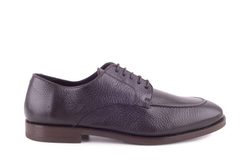 brązowe buty derby skórzane