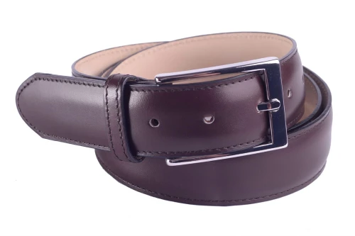 Pasek Berwick Moka, pasek męski do spodni, męski  skórzany pasek, belt, dark brown, ciemny brąz, skóra naturalna, srebrna klamra