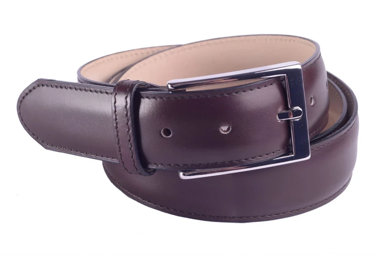 Pasek Berwick Moka, pasek męski do spodni, męski  skórzany pasek, belt, dark brown, ciemny brąz, skóra naturalna, srebrna klamra