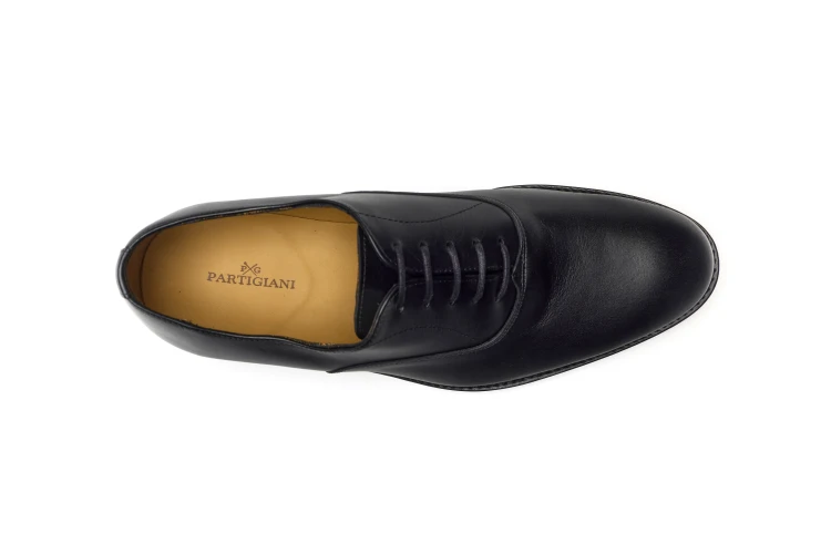 Partigiani 7740 Black Oxford czarny oxford plain, szycie goodyear welted, skóra cielęca