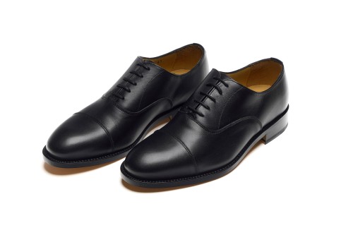Partigiani 7748 Black Oxford- czarne oksfordy, klasyczne buty na ślub, męskie buty ślubne, oxford cap toe, skóra cięlęca, podeszwa skórzana, model formalny, ręcznie szyte obuwie, szersze kopyto