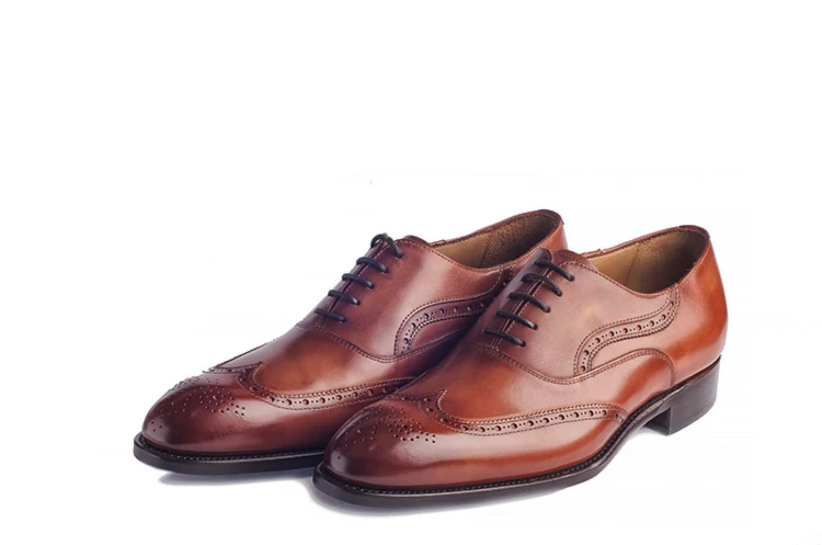 Carlos Santos 8127 Braga Oxford - brązowe oksfordy, szyte metodą goodyear welted, full brogs