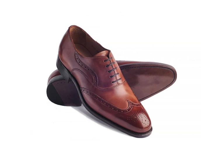 Carlos Santos 8127 Braga Oxford - brązowe oksfordy, szyte metodą goodyear welted, full brogsy