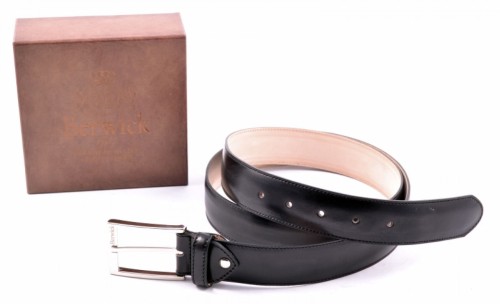 Pasek Berwick Black-Negro naturalna skóra cielęca