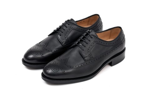 partigiani derby long wing rubber sole black calf