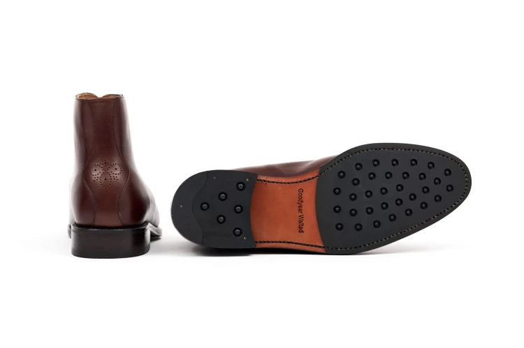 Partigiani 7819 Alameda, wholecut, lotniki, buty za kostkę, model formlany, smart casual, skora licowa, skóra anilinowa, brąz, brown, ręcznie patynowane, kopyto średnie, średnia stopa