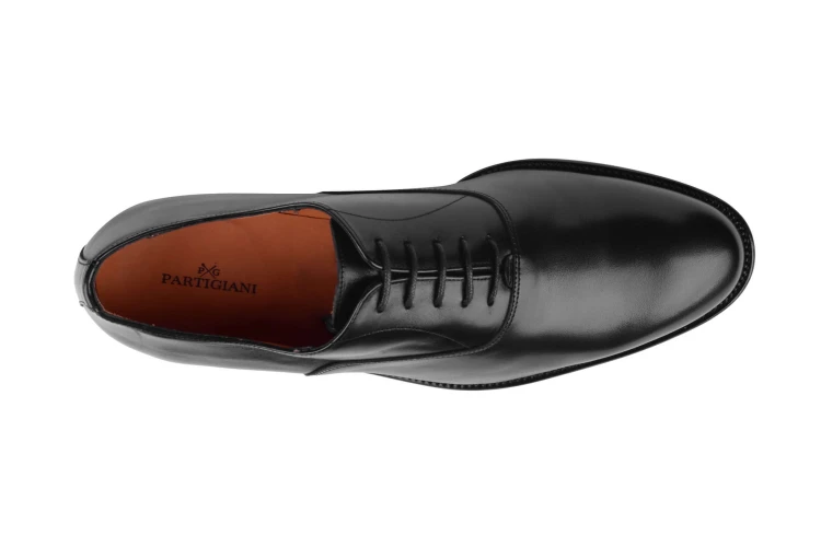 Partigiani 7740 Black Oxford czarny oxford plain, szycie goodyear welted but z zamkniętą przyszwą