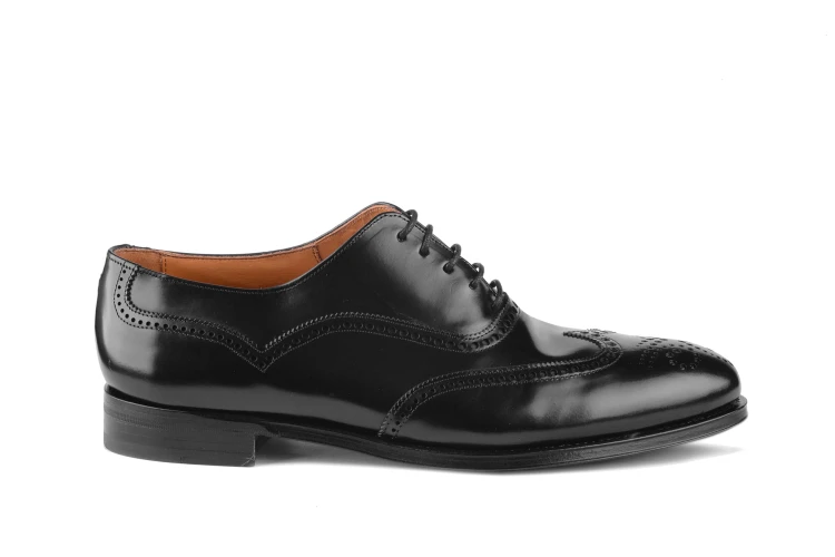 Partigiani 7567 czarny brogowany oxford full brogue  skórzana podeszwa szyty metodą bolońską