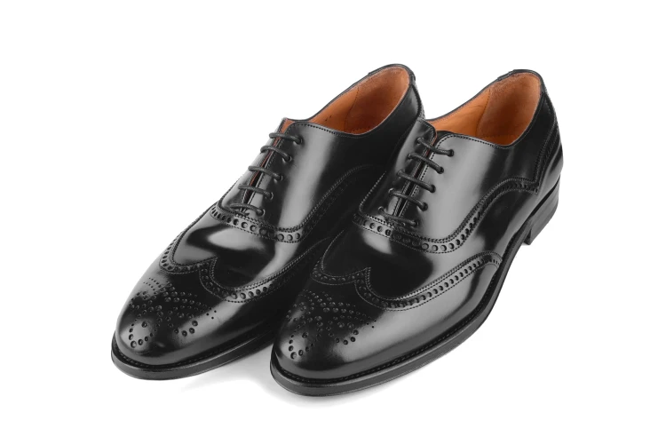 Partigiani 7567 oxford full brogue  color black leather sole with rubber forepart calf leather bologna construction