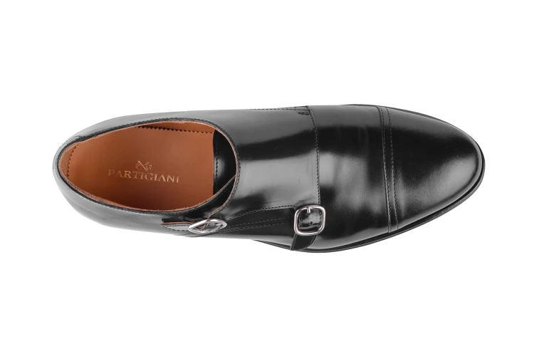 Partigiani 7941 double monk color black leather sole with rubber forepart color black