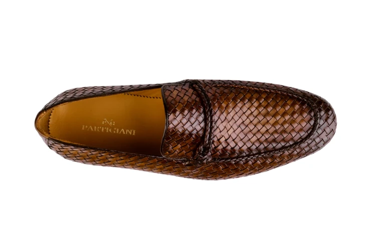 penny loafer z plecionki, buty skórzane męskie