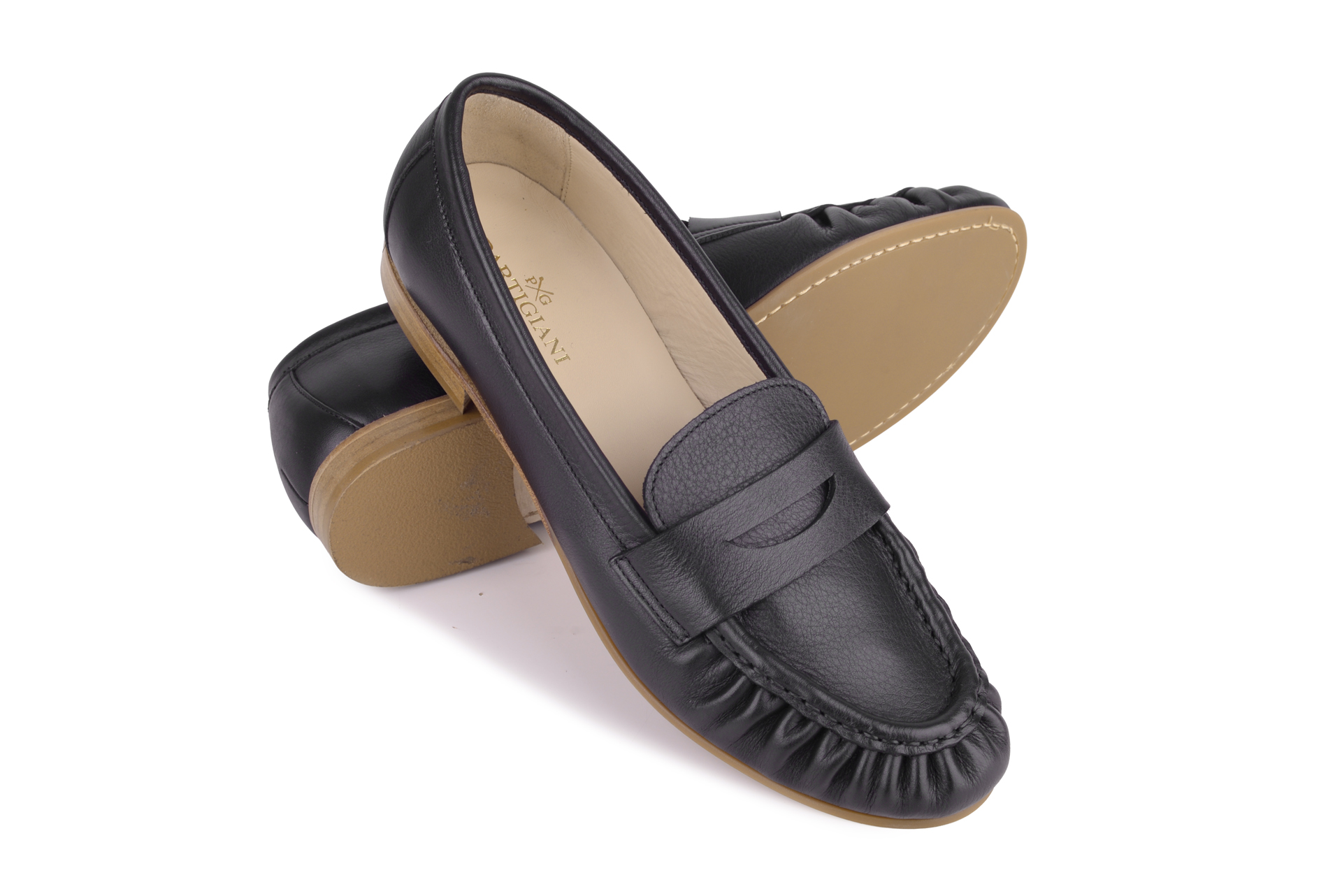 buty wsuwane, mokasyny damskie skórzane, czarne